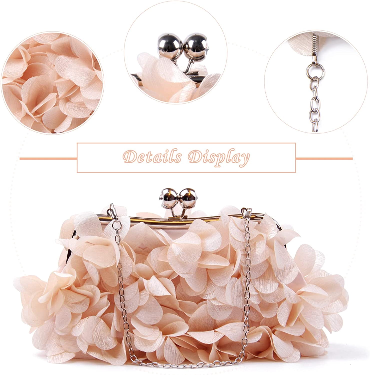 YOUI-GIFTS Womens Evening Clutches Floral Evening Handbag Ladies Wedding Party Chain Strap Shoulder Bag Purse