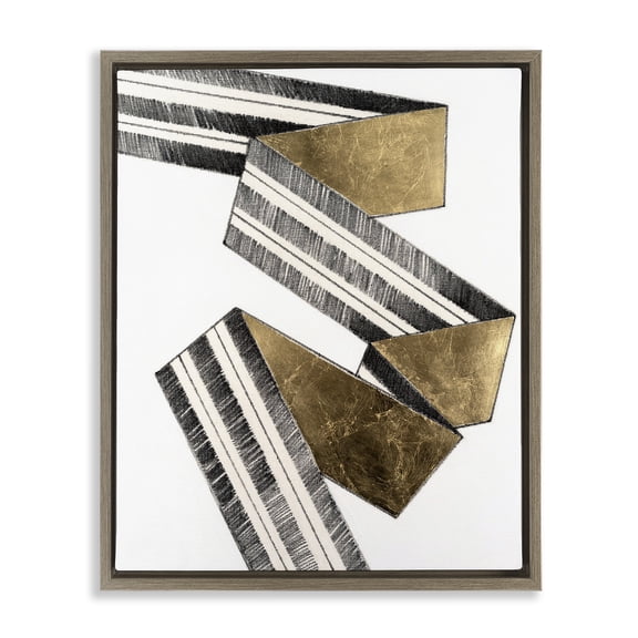 Stupell Industries Contemporary Alternating Geometric Ribbon Brown Floating Frame Canvas Art, 25 x 31, by Vanna Lam