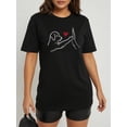 thumbnail image 1 of T-Shirt Décontracté à Manches Courtes pour Femmes avec Imprimé Chien Cinq et Cœur, Col Rond pour Usage Quotidien, 1 of 6