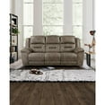 thumbnail image 5 of Lexicon Hazen Polished Microfiber Upholstered Double Reclining Sofa in Brown, 5 of 5
