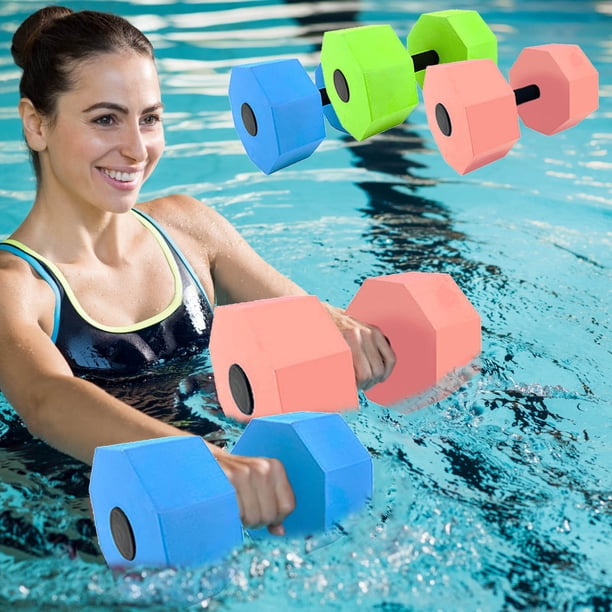 Mancuernas de agua espuma EVA para aeróbic en aqua - Equipamiento de fitness de piscina flotante de dos paquetes azul/verde para adultos