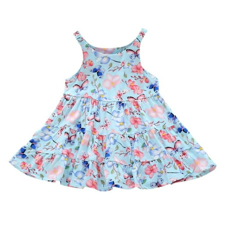 

ZHAGHMIN Dresses for Girls Size 6 Fashion Baby Kids Girl Summer Sleeveless Flower Print Cake Strap Dress Christmas Dress Girls Size 10-12 Backless A Line Flower Girl Dress Toddler Dresses 5T Party D