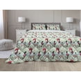 thumbnail image 1 of Fashion Comforter & Sham Bedding Set, Polka Dots Floral Shopping Biking Vacation Print, 3 pcs Duvet Set Microfiber Filling Quilt, 5 Sizes, Pale Maroon Cream, by Ambesonne, 1 of 4
