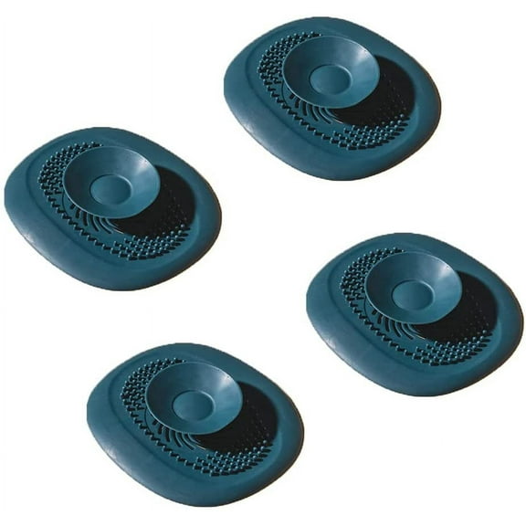 Hair Catcher Durable Silicone Hair Stopper Shower Drain Covers Easy to Install and Clean Suit for Bathroom Bathtub and Kitchen (4 PCS,Blue)