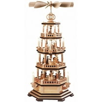 German christmas pyramid Christmas story, 4-tier, height 72 cm / 28 inch, electrical illuminated and driven (230V, 50Hz not for USA and Japan), natural, original Erzgebirge by Müller Seiffen