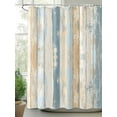thumbnail image 2 of Boanket Polyester Fabric Blue Beige Wooden Shower Curtain, Vintage Farmhouse Modern Wood Waterproof Bathtub Curtain Bathroom Decor Set with Hooks 66 x 72 Inches,, 2 of 6