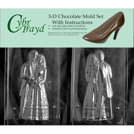 Bride And Groom Candy Molds - Cybrtrayd W301AB Chocolate Candy Mold, Includes 3D Chocolate Molds Instructions and 2-Mold Kit, 10-Inch, 3D Bride and Groom