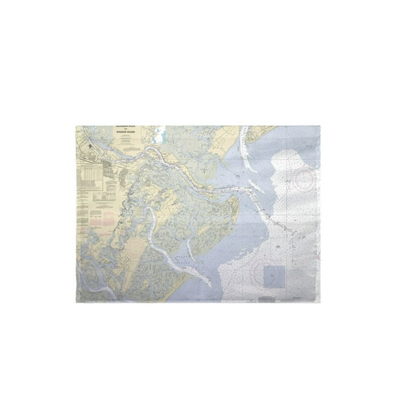Betsy Drake FL214G Savannah River & Wassaw Sound, GA Nautical Map Large Flag - 28 x 40 in.