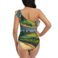 thumbnail image 5 of Picia Sunflowers At Sunset Pattern Women's One Piece Swimsuits,One Shoulder Swimwear Asymmetric ,Ruffle Monokinis Bathing Suits,High Waisted Flattering Bathing Suits-Medium, 5 of 8