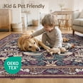 thumbnail image 4 of ODIKA 4'x6' Burgundy Red Floral Elegance Design Washable Area Rug Intricate Vintage-Inspired Motifs Stain Resistant, Low Pile, Easy Care for Dorm Room, Small Living, 4 of 7