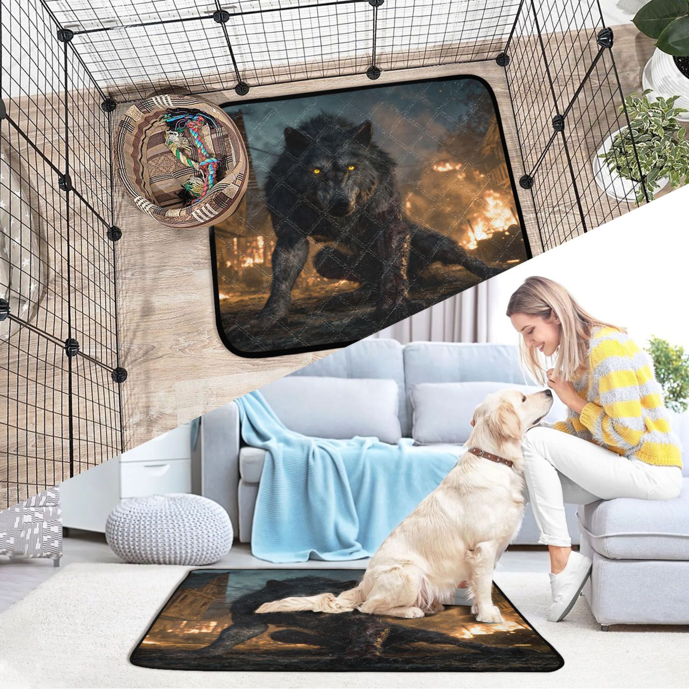 IAUYY Washable Pee Pads for Dogs Medium+Large Absorbent and Leak-Proof Non-Slip Reusable Puppy Pee Pads for Dogs Applicable to Playpen Potty Crate Werewolf