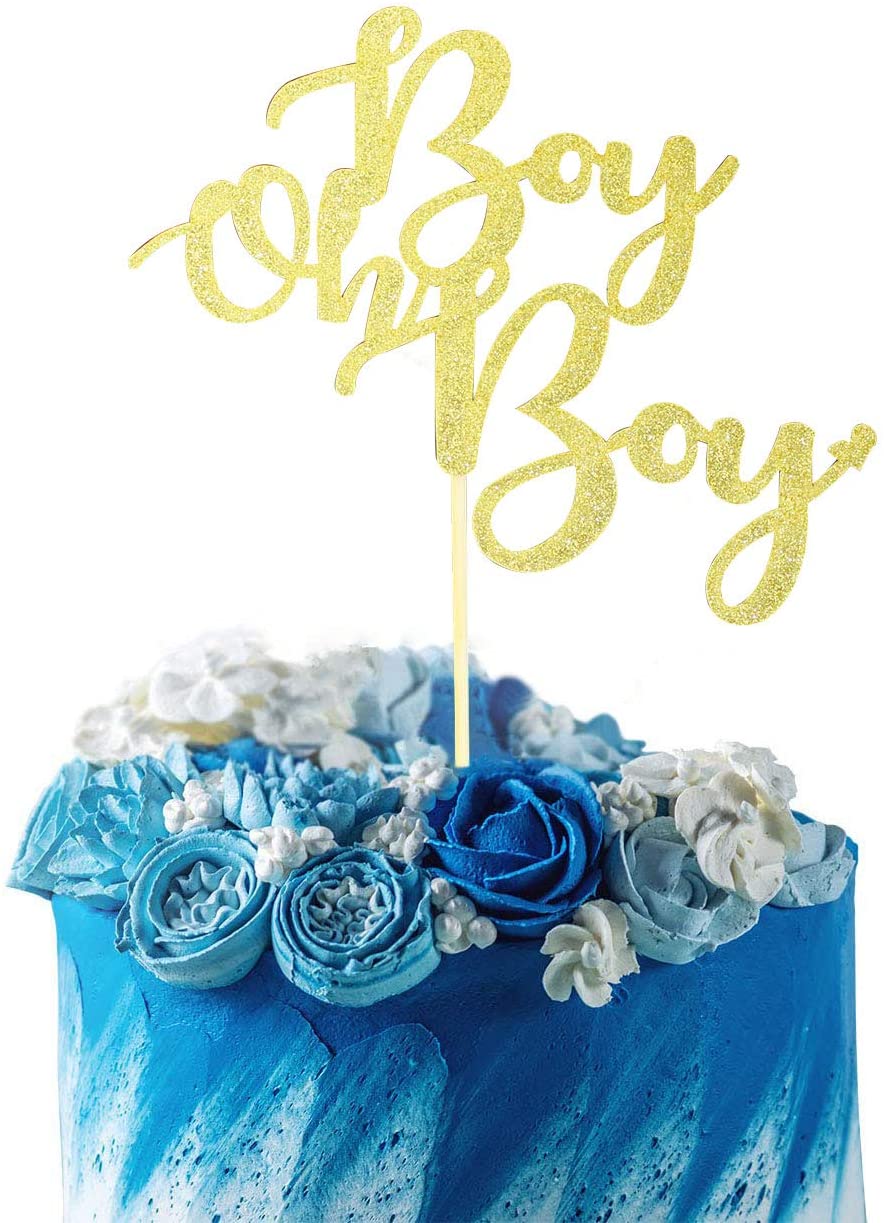 Gold Glitter 'It's A Boy' Cake Topper – Kuchen-Deko Für Babyparty & Geschlechts-Enthüllung, 14,5 X 20,8 Cm