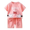 thumbnail image 1 of Sunnyoo Girls Boys Pajamas Cartoon Short Sleeve T-Shirt Shorts 2Pcs Outfits Set, Sizes 3M-6Y, 1 of 2