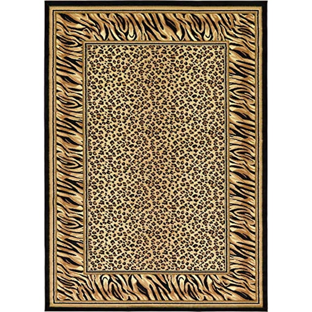 Unique Loom Wildlife Collection Cheetah Border Animal Print Light Brown Area Rug (7' 0 x 10' 0)