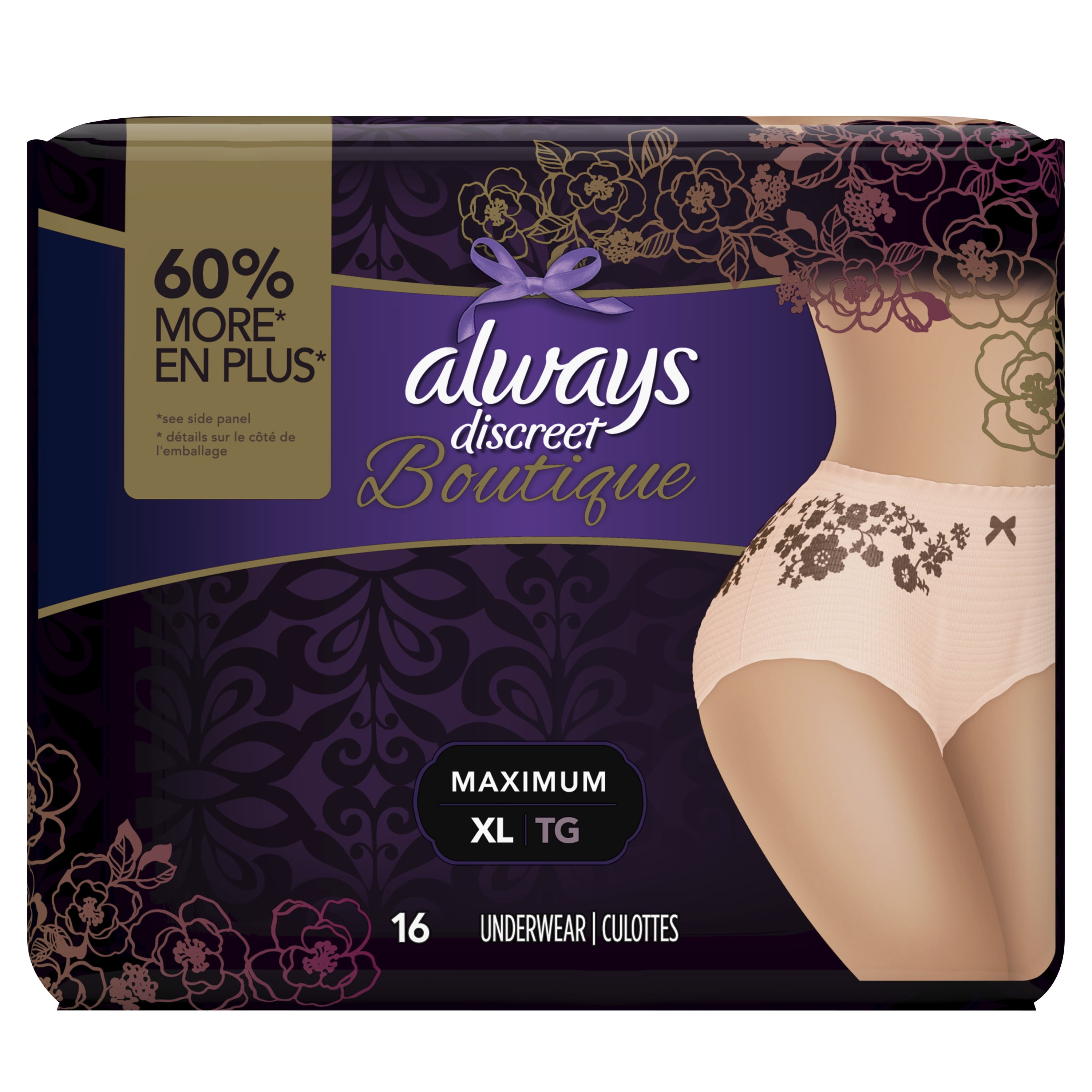 Always Discreet Boutique Max Incontinence Underwear, XL, 16 ct