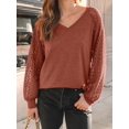 thumbnail image 5 of FUNING Womens Long Sleeve Shirts V-Neck Lace Tops Business Casual Blouses Tee Trendy 2025 Fall Fashion Outfits Clothes, 5 of 6
