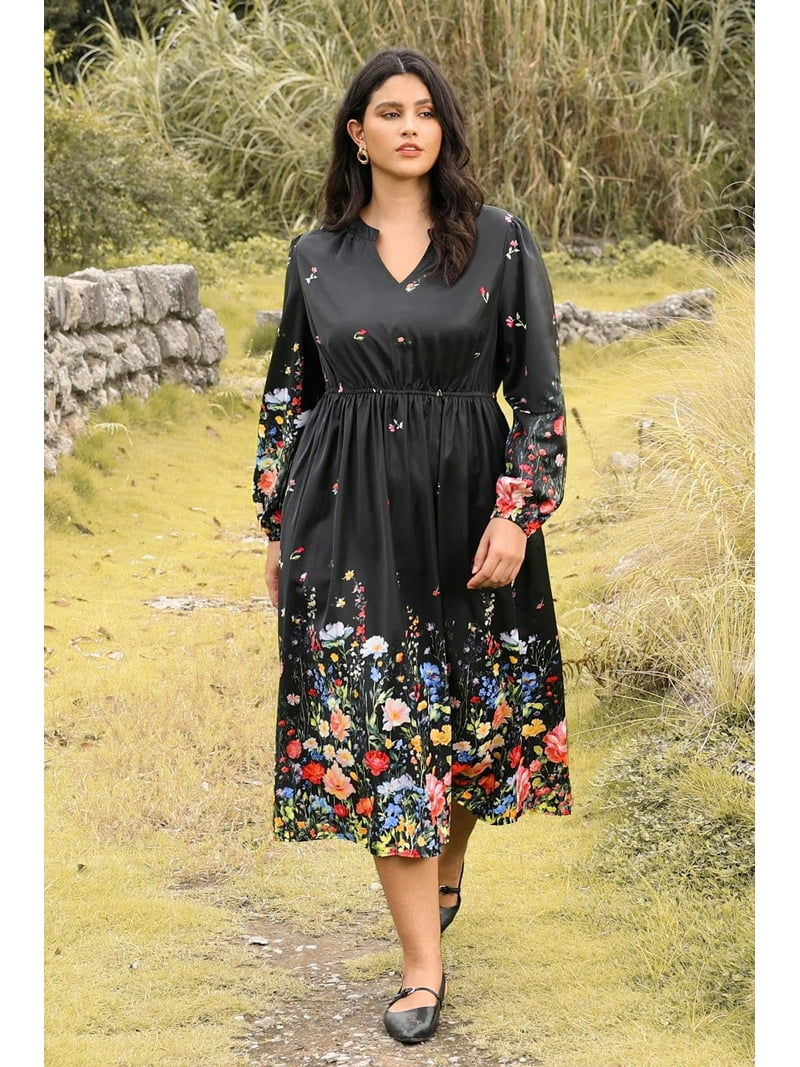 TIYOMI Plus Size Dress for Curvy Women 3x Long Sleeve Fall Maxi