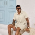 thumbnail image 4 of Fexilor Men's 2 Piece Casual Quarter Zip Polo Shirt Set Summer Vacation Beach Outfit,Sizes S-2XL, 4 of 9