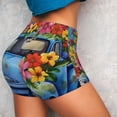 thumbnail image 4 of Goofa Floral Truck Welcome Printed Workout Shorts Women Seamless Scrunch Butt Lifting High Waisted Gym Booty Shorts Elastic Workout Shorts-Small, 4 of 8