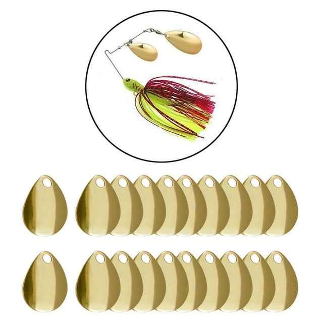 Baohd 20x Lames de Spinner en Métal Finition Lisse pour Leurres de Pêche Kit DIY Or