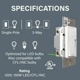 thumbnail image 3 of Legrand Rhl153p Radiant 15 Ampere Cfl, Incandescent, Led Dimmer - Black, 3 of 7
