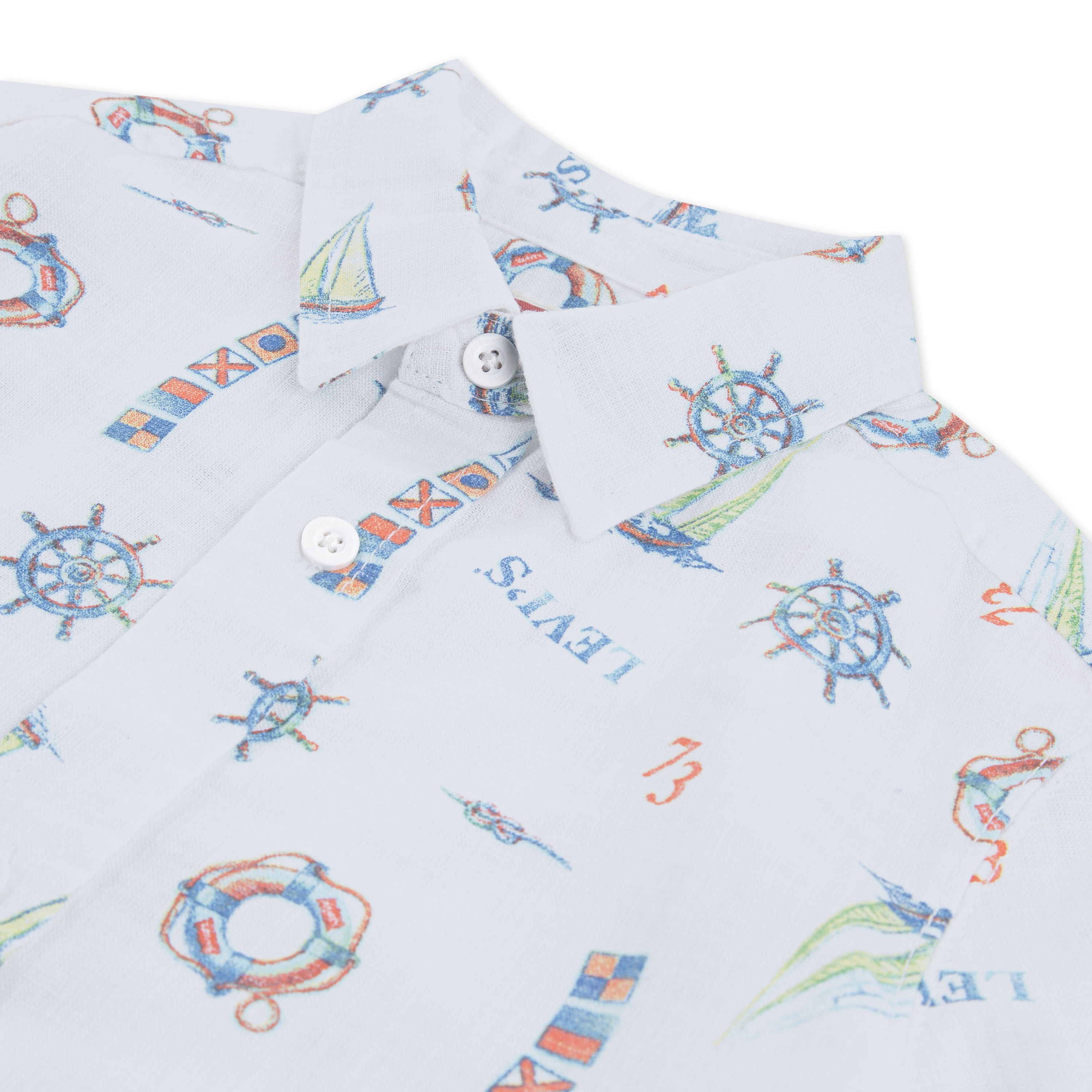 Levi's Boys' Print Textured Button Up Cotton Shirt with Short Sleeves, Sizes 8-20