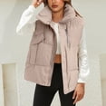 thumbnail image 2 of Durtebeua Puffy Vests For Women Long Casual V Neck Button Down Blazer Waistcoat Jackets, 2 of 6