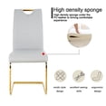 thumbnail image 3 of Sumdeal 47" Modern Round Glass Dining Table Room Sets for 4,Dining Table with 4 PU Leather Dining Chairs,Glass Table and 4 Gray C-shaped Chairs with Golden Leg, 3 of 7