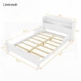thumbnail image 2 of Full Size Pine Wood Bed with Bookcase Headboard, LED Motion Sensor, No Spring Box, White for Bedroom, 2 of 26