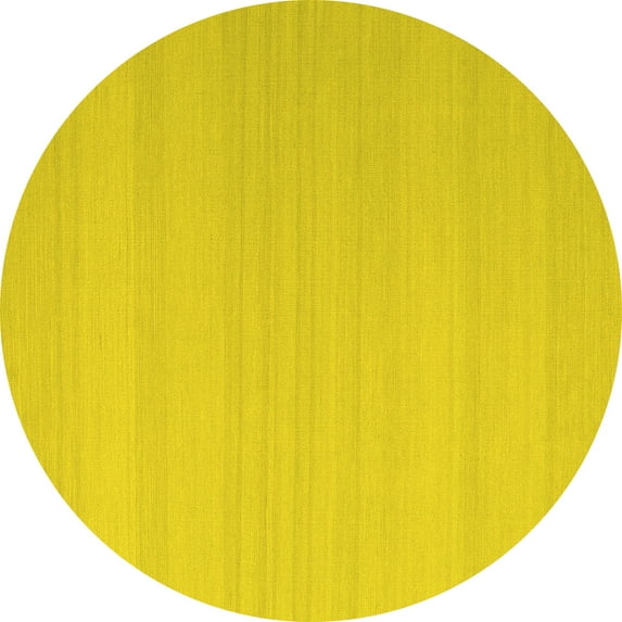 Ahgly Company Machine Washable Indoor Round Abstract Yellow Contemporary Area Rugs, 7' Round