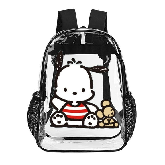 Pochacco Clear Backpack Heavy Duty See Through Bookbag Transparent Bag for Colleges School Work Sport Travel