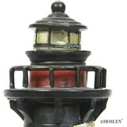Hosley 8 Inch Tall Coastal Beach Themed Tabletop Resin Lighthouse Blinking Tower Light