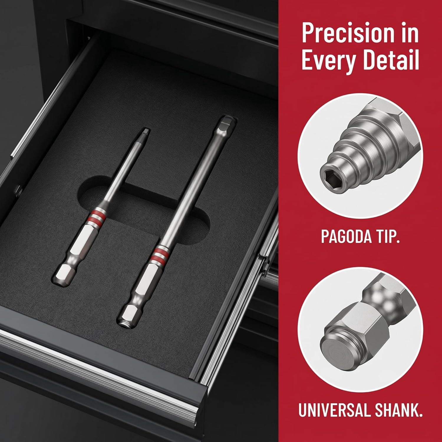 1.5mm-6mm Pagoda Shaped Hexbit Set, 6Pcs All in One Pagoda Hex Screwdriver Drill Bit, Anti-Slip & Magnetic Taper Hex Bits, A Single Bit Can Tighten Nuts Ranging, for Drills and Wrenches (4*)