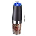 thumbnail image 2 of 1/2pcs Gravity Electric Pepper And Salt Grinder Set, Adjustable Coarseness, Battery Powered With LED Light, One Hand Automatic Operation, Stainless Steel Black 7.8inch/2inch, 2 of 5