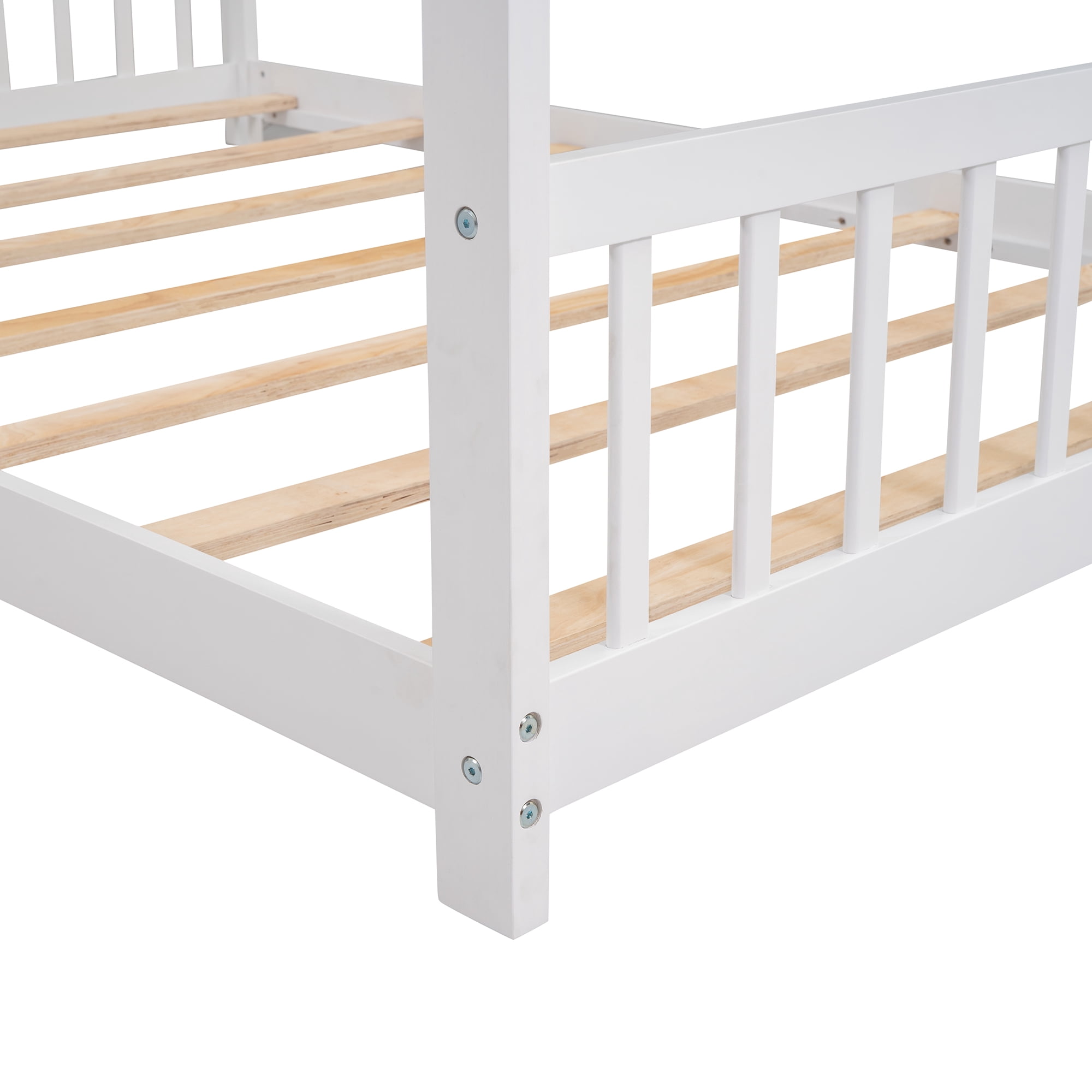 Gewnee Wood Full Size House-Shaped Platform Bed with Headboard and Footboard for Kids,White