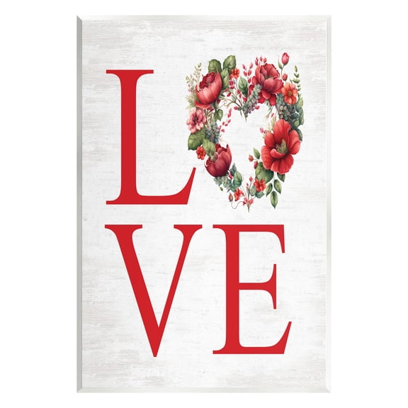 Stupell Industries Love with Heart Wreath Botanical & Floral Painting Unframed Art Print Wall Art, 10 x 15