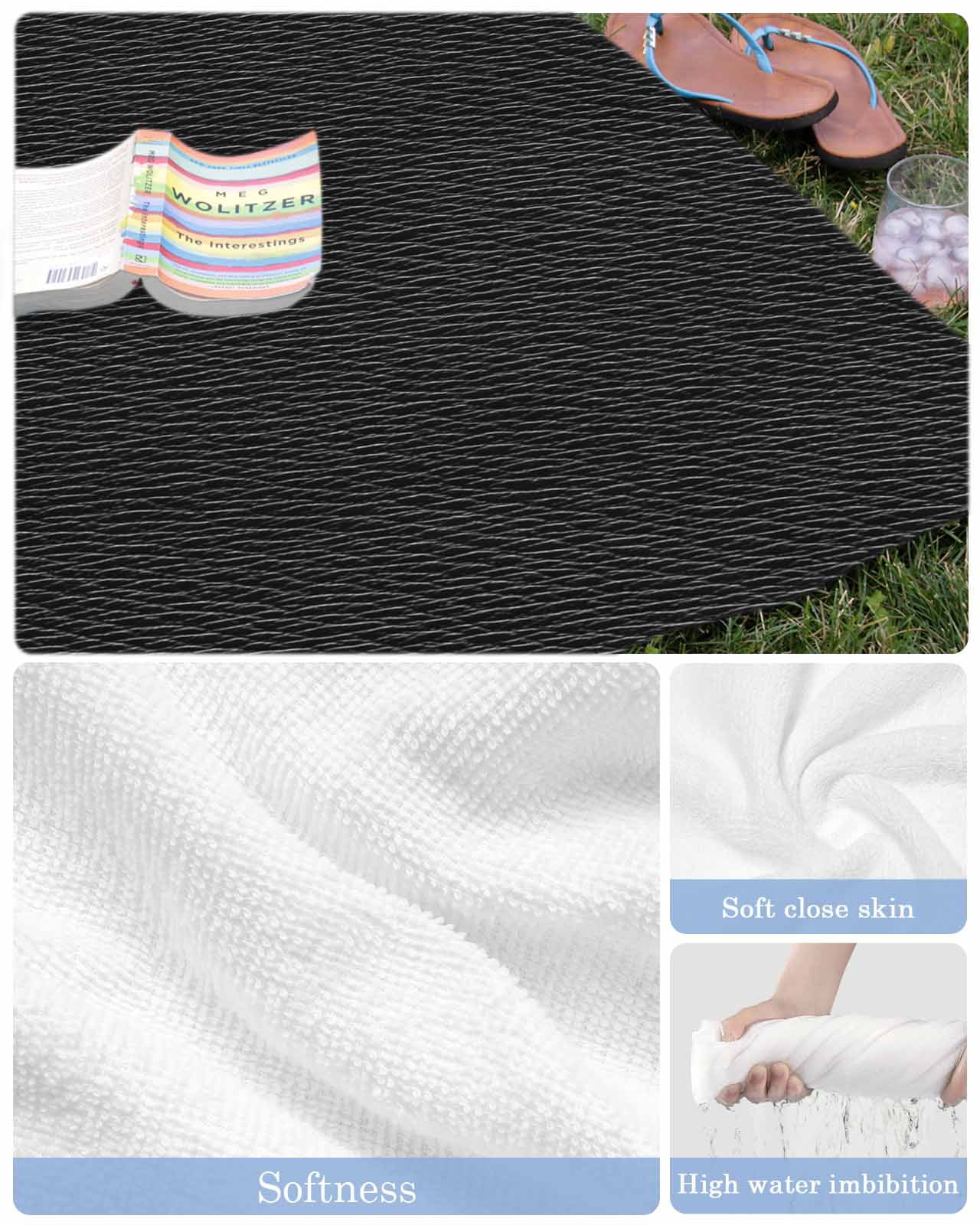 Solid Black Beach Towels Oversized Super Absorbent, Retro Minimalism Abstract Denim Texture Lightweight Bath Towel Quick Dry Sets For Bathroom/Pool/Rv Camping/Beach Play/Gym Room/Picnic 35"x70"