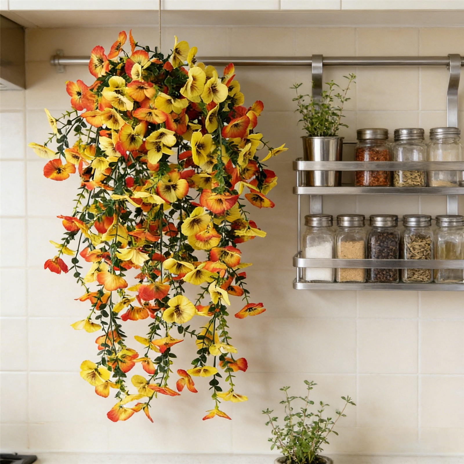 Artificial Hanging Vine Verdsylv 1 Vine Artificial Three Color Petunia - Faux Hanging Flowers for Outdoor Wall, Balcony, Violet Simulation Hanging Plant Decor, Faux Petunia Plant