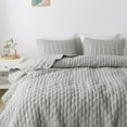 thumbnail image 3 of Light Grey Twin Size Quilt Bedding Set with 1 Pillow Sham, Lightweight Soft Bedspread Coverlet, Thin Comforter Bed Cover for All Season, 2 Pieces, 68x90 inches, 3 of 6