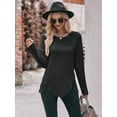 thumbnail image 2 of Cuteduck Long Sleeve Shirts for Women Crew Neck Lightweight Loose Casual Tunic Button Tops S-XXL, 2 of 5