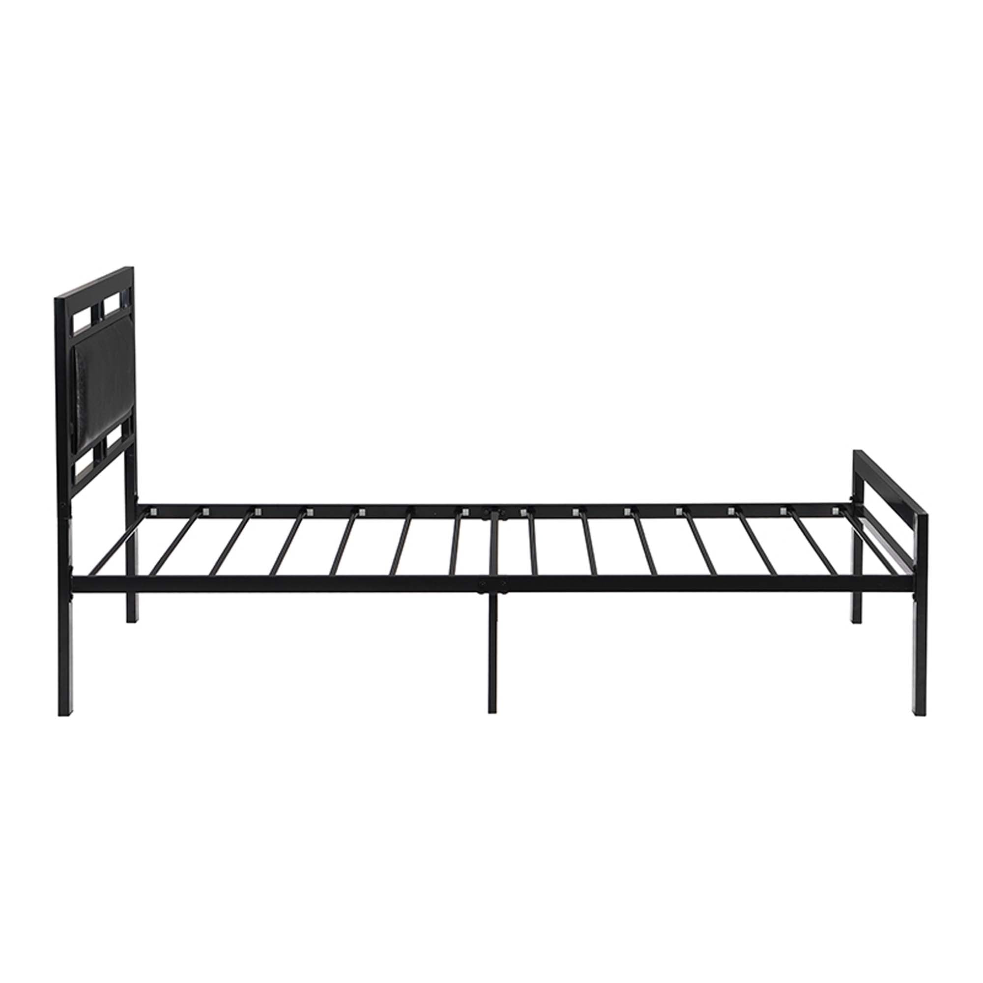 DEALTOPS Metal Platform Twin Bed Frames with Headboard Heavy Duty Steel Slat Support No Noise, Black