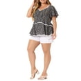 thumbnail image 2 of DARING DIVA Women's Plus Tiered Floral Babydoll Blouse with Short Sleeves 2X Black, 2 of 6