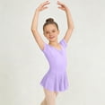 thumbnail image 4 of AUNVITO Girls Ballet Leotard Dress with Mesh Skirt Short Sleeve V-Neck for Dance Practice and Performance Comfortable and Elegant, 4 of 7