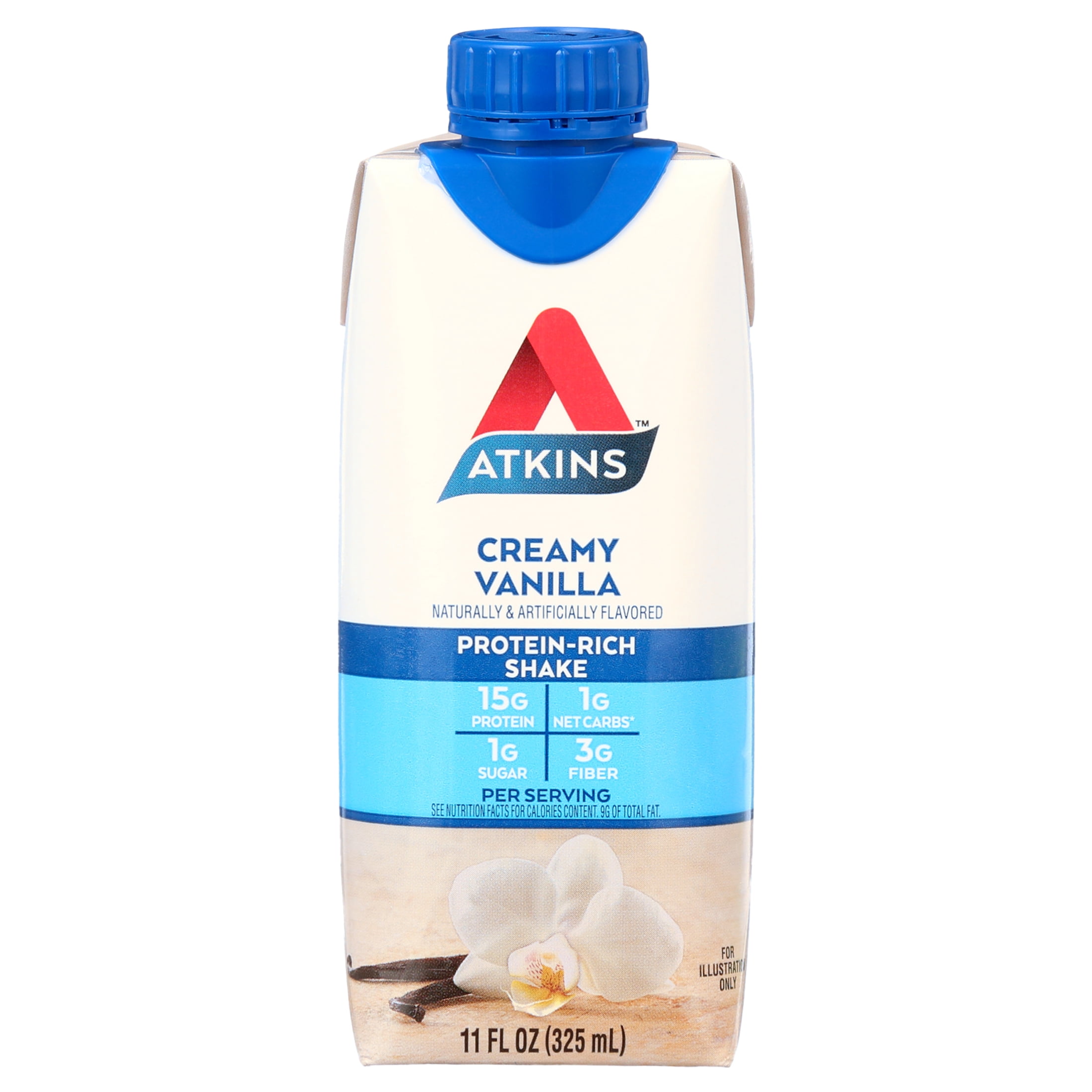 Atkins Creamy Vanilla Protein Shake, High Protein, Low Carb, Low Sugar, Keto Friendly, 12 Count (Value Pack)