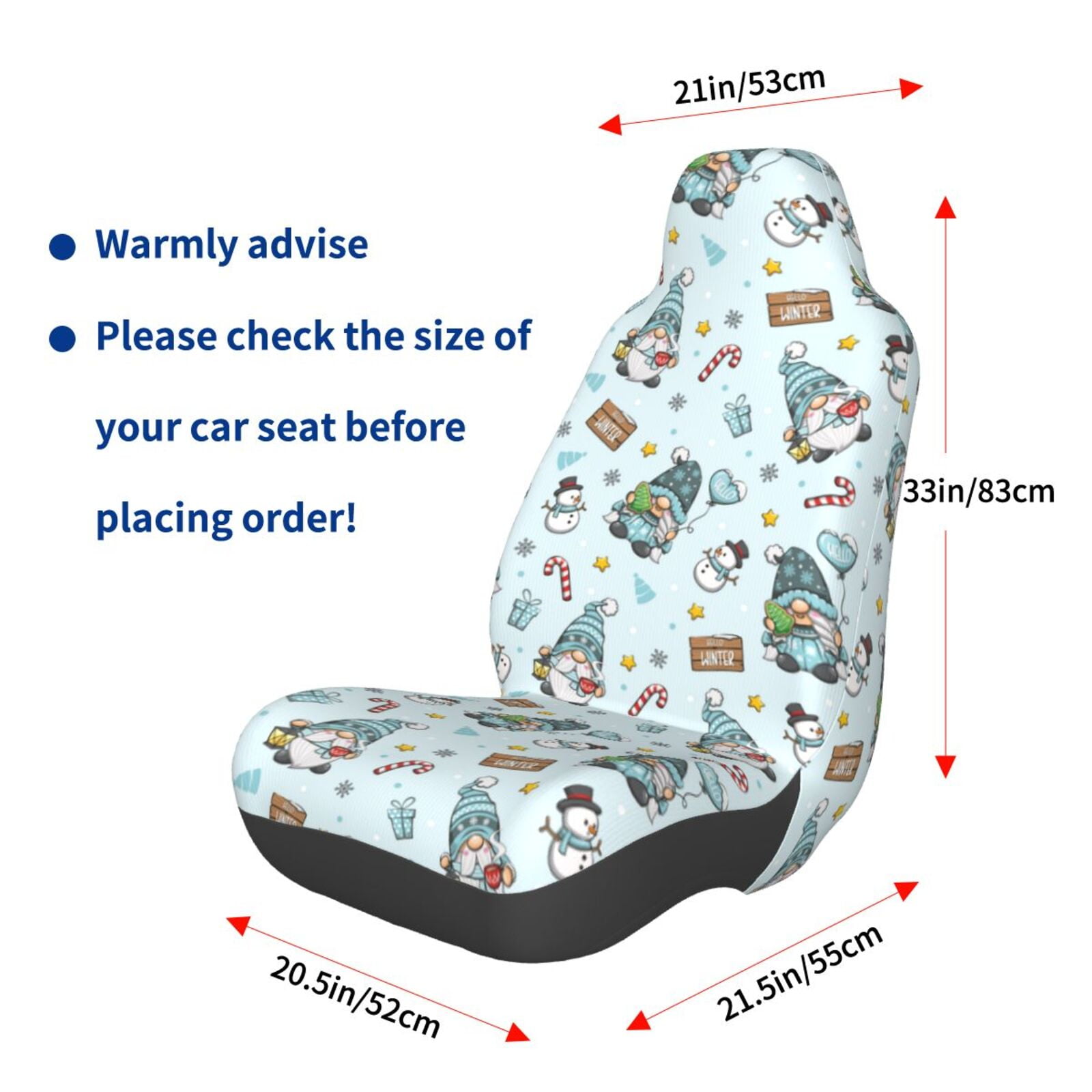 Naloa Winter Wonderland Light Blue Car Seat Covers Universal Front Seat Coves for Car Accessories ,Padded Car Covers for Automotive, SUV, Truck, and Van