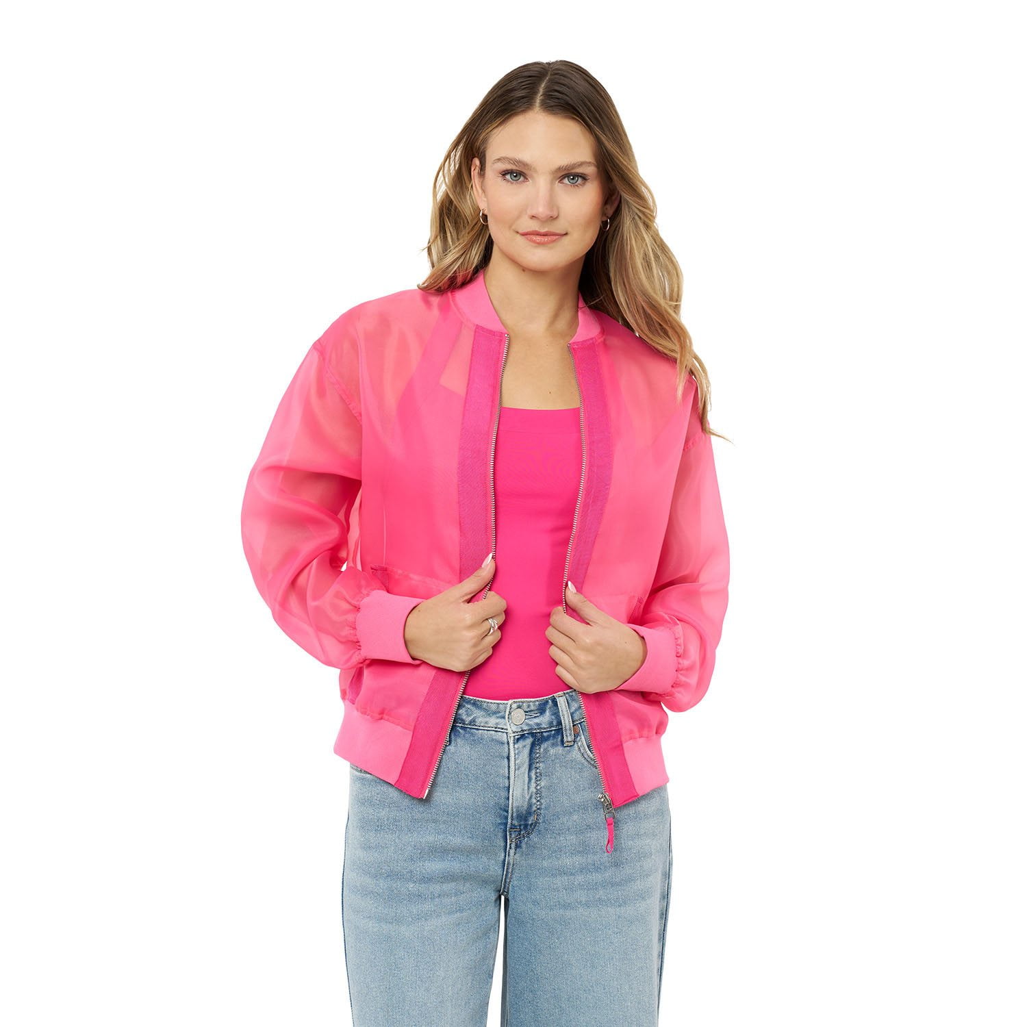 美品★ BUMPY SHEER DOUBLE JACKET Edited by Remi Bader Women's Sheer Bomber Jacket - Samsclub.com