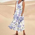 thumbnail image 1 of ICHUANYI Clearance Women‘s Summer Dresses Print Sleeveless Round Neck Dress Dresses With Pocket(Purple, M) ICHUANYI WER2023080811256, 1 of 7