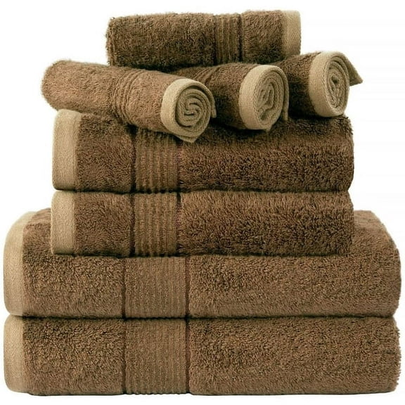 Prime Collections Ultra Soft Luxury Bamboo Cotton Bath Towel Set 8 Piece Towels 600 GSM 2 Bath Towels 2 Hand Towels and 4 Washcloths