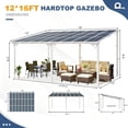 thumbnail image 2 of Leukture 12' x 16' Wall Mounted Lean to Metal Awnings with Sloped Roof Outdoor Patio Gazebo Awning for Backyard Deck White, 2 of 7