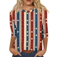 thumbnail image 2 of Womens 4th of July 3/4 Sleeve T Shirts Round Neck Tunic Tops for Women Funny Cute Star and Stripes Print Teacher 250th Anniversary Shirts, 2 of 4